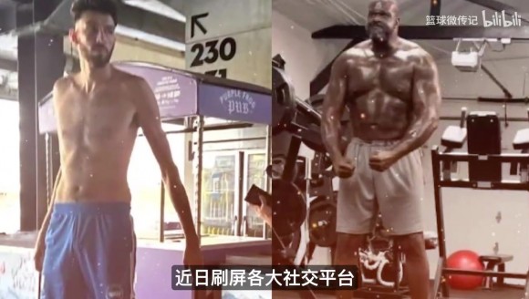奥尼尔vs切特身材对比照火了！一个像城墙一个像竹竿，时代差距